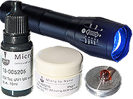 Single sided, brown EM-Tec UV curing SEM sample glue and pastes