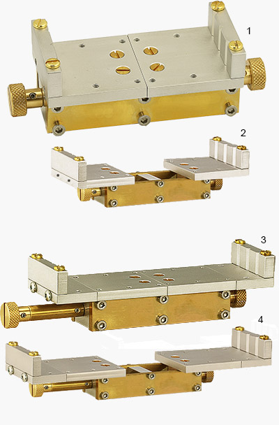 The EM-Tec CV1 large centering vise SEM sample holder is available with pin stub and with an M4 threaded hole.