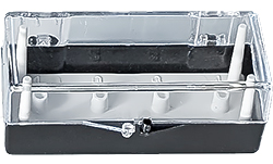 EM-Tec SB4X kleine Aufbewahrungsschachtel mit 6 mm extra Höhe, für 4 Ø 12,7 mm Standard REM Stiftprobenteller