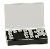 SB28 durchsichtige Styrol Box, ausgelegt für bis zu 28 Ø 12,7 mm (1/2 inch) Standard Probenteller