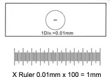 35-M01002.png Micro Tec MS2 glass calibration slide, 1mm horizontal line in 0.01mm divisions