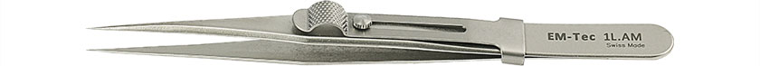 50-001310.jpg EM-Tec 1L.AM high precision locking tweezers, style 1, strong fine tips, anti-magnetic stainless steel