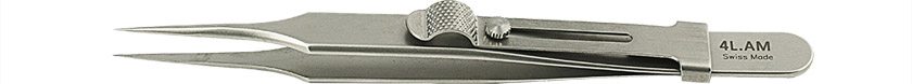 50-001340.jpg EM-Tec 4L.AM high precision locking tweezers, style 4, very fine sharp tips, anti-magnetic stainless steel