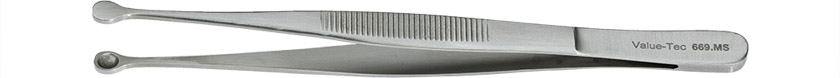 50-014369.jpg Value-Tec 669.MS industrial strong tweezers, style 669, flat, round tips for round objects, 155mm, stainless steel