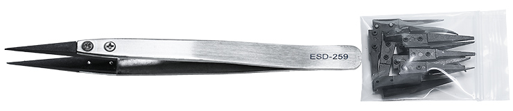 50-140990.jpg Value-Tec CP ESD safe PPS/carbon fiber replaceable tip tweezers set with one handle and 8 types of tips